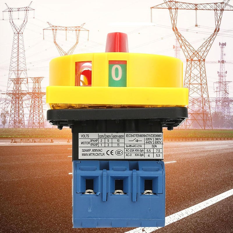Moofey 32A Rotary Switch, 3 Pole 2 Position Disconnect Switch, Rotary Cam Selector - Image 4
